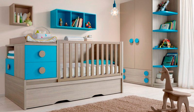 Dormitoro de bebés con mobiliario modular
