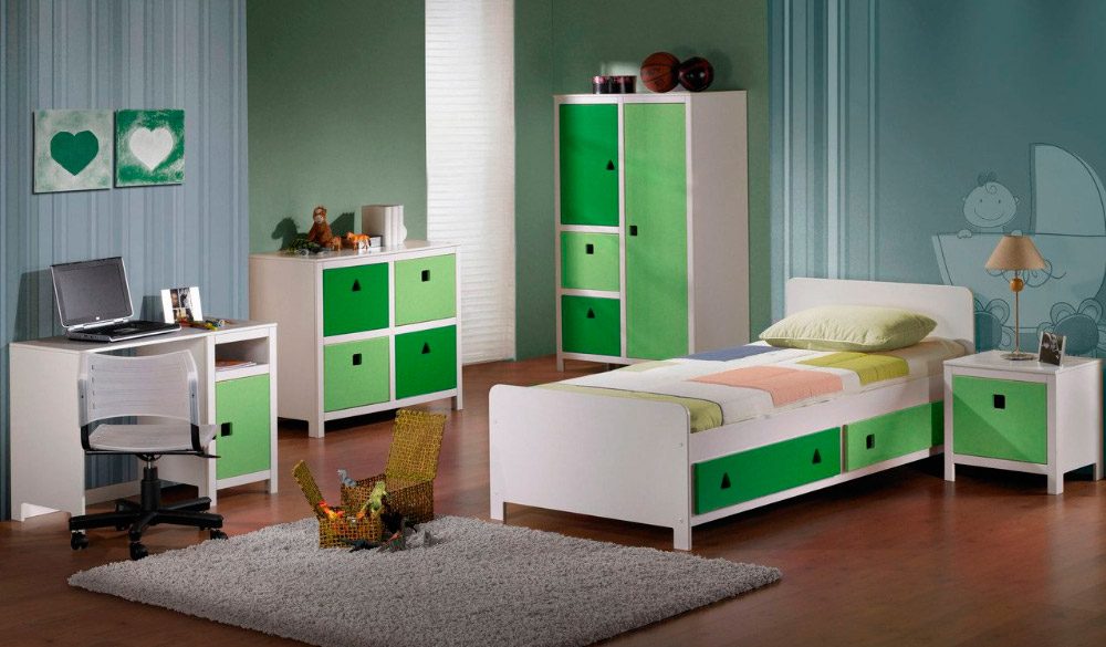 Habitación moderna en colores verdes Habitación moderna en colores verdes