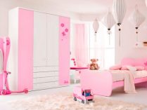 Dormitorio para niñas en rosa y blanco