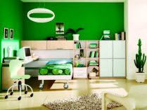 Habitación moderna en color verde